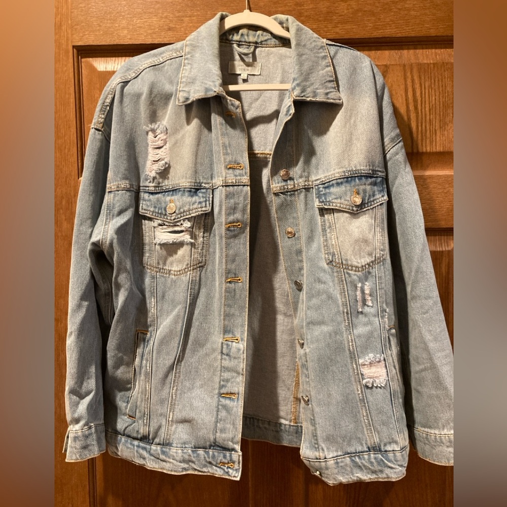 Love Tree Denim jacket - size L - distressed, relaxed fit